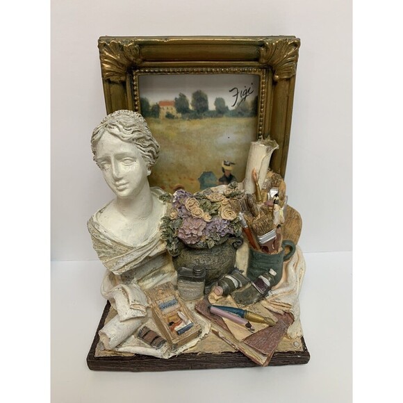 Figi Picture Frame Book Ends Roman Busts Artist Oil Paints & Brushes Vintage - Picture 4 of 10